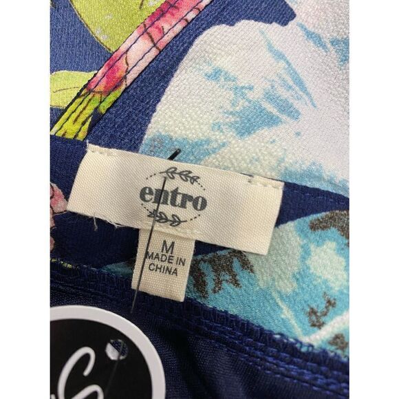 Entro Navy Floral Sleeveless Fit n Flare Dress Size Medium NWT - Picture 5 of 6